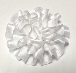 Flower from satin ribbon White