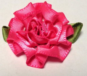 Flower from satin ribbon Pink