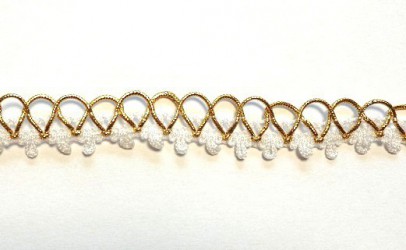 Lace trim Gold/white (1 m)