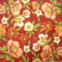 Napkin Red Flowers