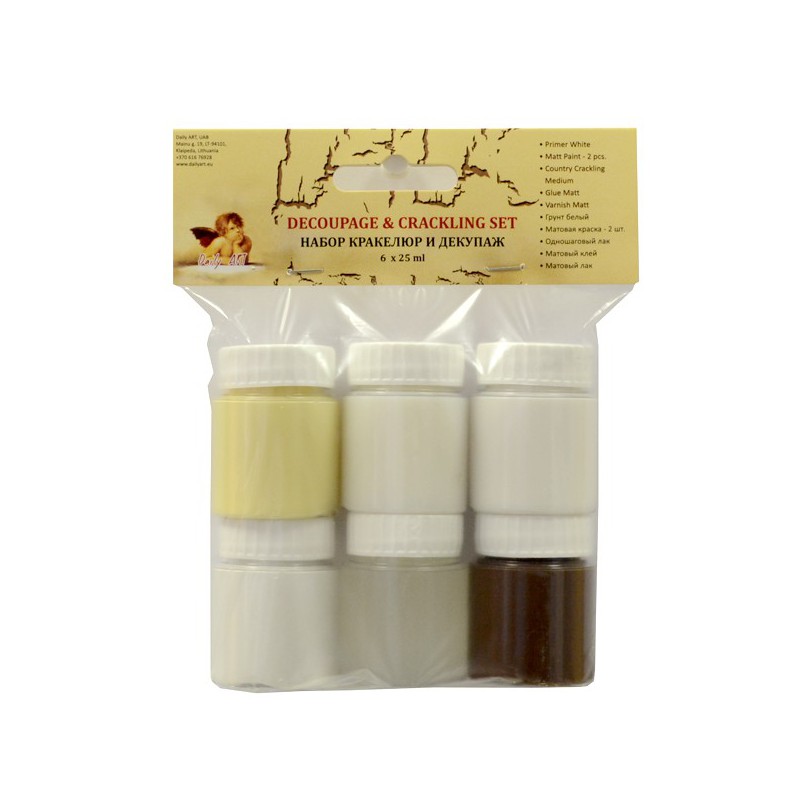 Rinkinys Sendinimo lakas ir dekupažas 6x25 ml. Rinkinys Sendinimo lakas ir dekupažas 6x25 ml.