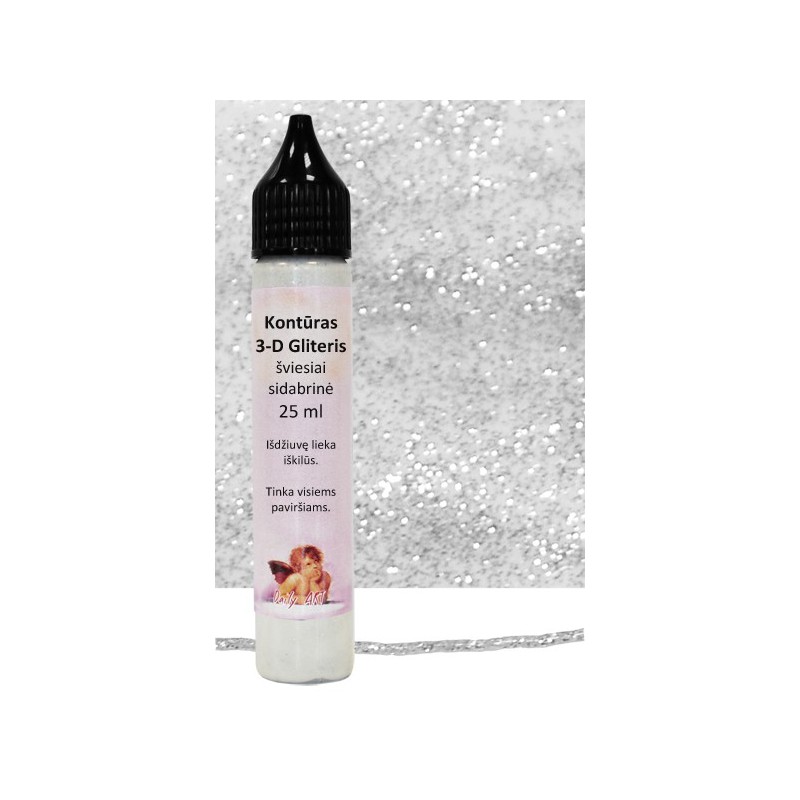 Kontūras 3–D gliteris Šviesiai sidabrinis (25 ml) Kontūras 3–D gliteris Šviesiai sidabrinis (25 ml)