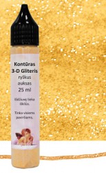 Kontūras 3–D gliteris Ryškus auksas (25 ml)