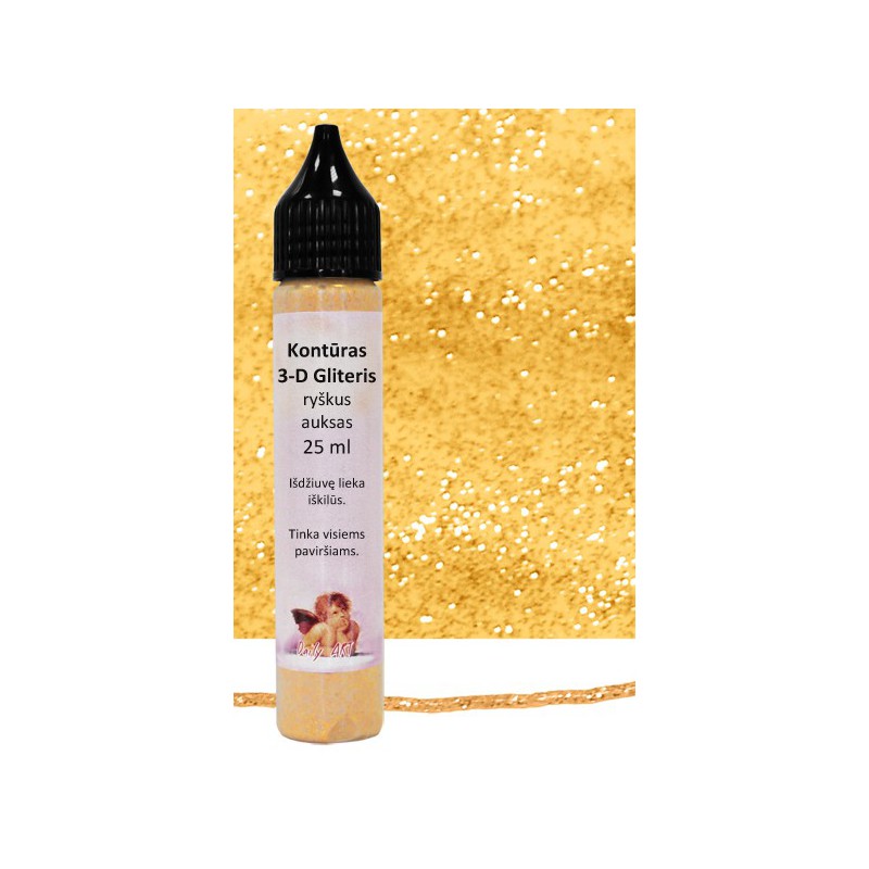 Kontūras 3–D gliteris Ryškus auksas (25 ml) Kontūras 3–D gliteris Ryškus auksas (25 ml)