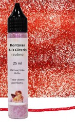 Kontūras 3–D gliteris Raudonas (25 ml)