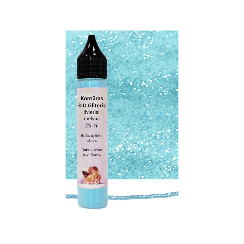 Kontūras 3–D gliteris Šviesiai mėlyna (25 ml) Kontūras 3–D gliteris Šviesiai mėlyna (25 ml)