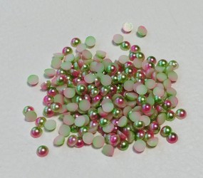 Half acrylic pearl 5 mm Green/Pink 200 pcs