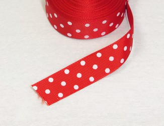 Satin ribbon dotted Red 1m