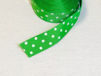 Satin ribbon dotted Green 1m