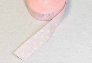 Satin ribbon dotted light pink 1m