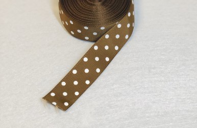 Satin ribbon dotted Brown 1m