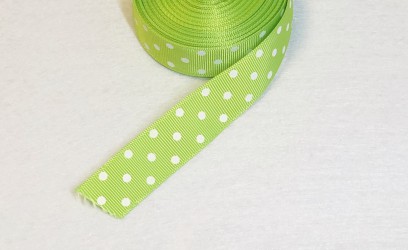 Satin ribbon dotted Green ąm