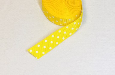 Satin ribbon dotted yellow 1m