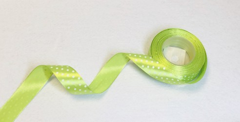 Satin ribbon dotted green 1m