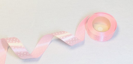 Satin ribbon dotted Pink 1m