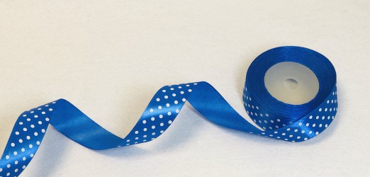 Satin ribbon dotted Blue 1m