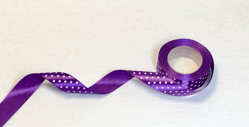 Satin ribbon dotted Violet 1m