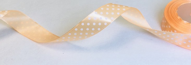 Satin ribbon Dotted Salmon (2,5cm width, 1m)