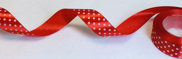 Satin ribbon Dotted Red (2,5cm width, 1m)