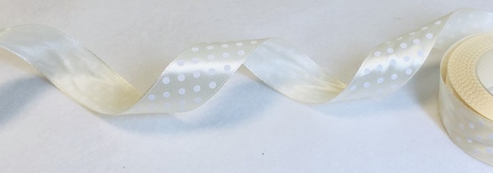 Satin ribbon Dotted Cream (2,5cm width, 1m)