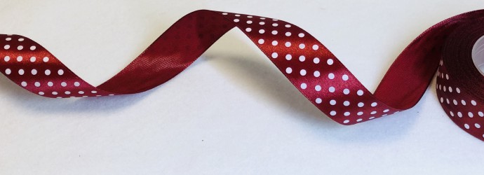 Satin ribbon Dotted Burgundy (2,5cm width, 1m)