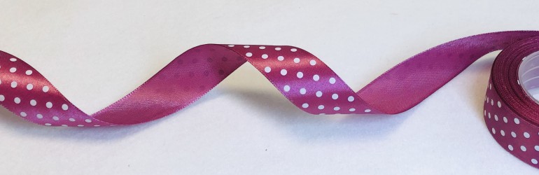 Satin ribbon Dotted Plum (2,5cm width, 1m)