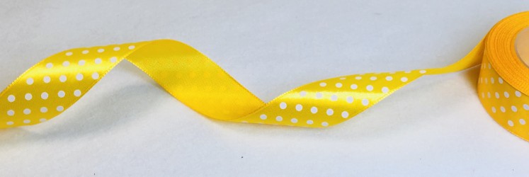 Satin ribbon Dotted Dark yellow (2,5cm width, 1m)