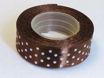 Satin ribbon Dotted Brown (2,5cm width, 18m)