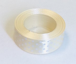 Satin ribbon Dotted Cream (2,5cm width, 18m)