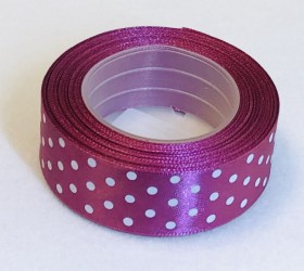 Satin ribbon Dotted Plum (2,5cm width, 18m)