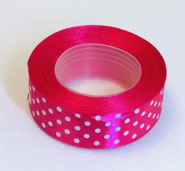 Satin ribbon Dotted Amarant (2,5cm width, 18m)