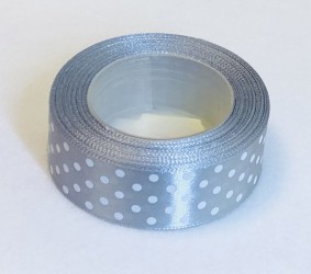 Satin ribbon Dotted Silver (2,5cm width, 18m)