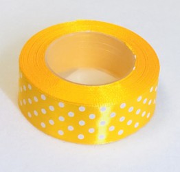 Satin ribbon Dotted Dark yellow (2,5cm width, 18m)