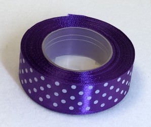 Satin ribbon Dotted Violet (2,5cm width, 18m)