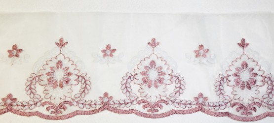 Lace trim 19cm width pink/white