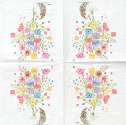 Paper Napkin Hedgehog and Flowers