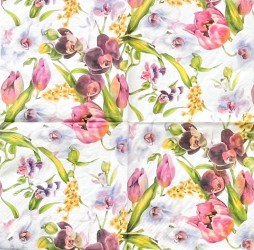 Paper Napkin Tulips and orchids